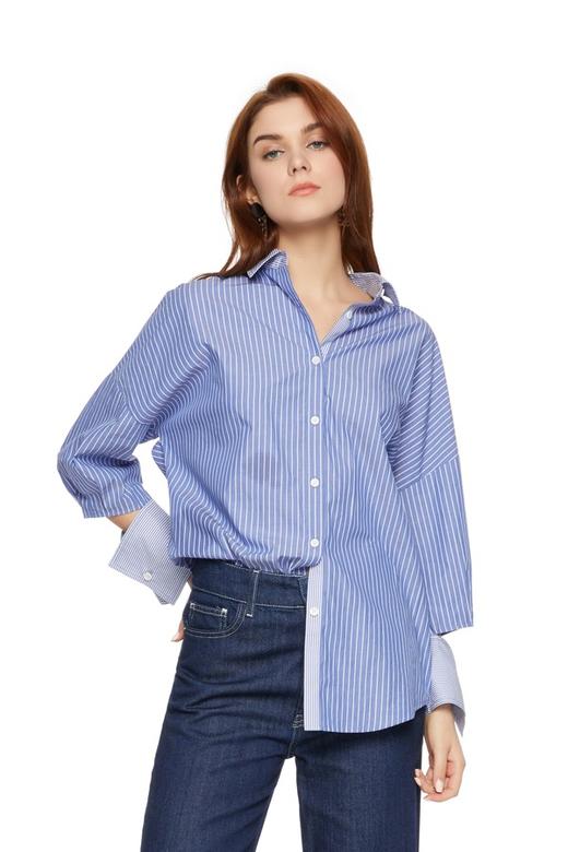 SUMMER & SAGE 开口设计条纹衬衣 5603 商品图0