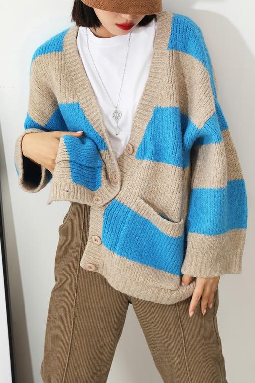 ELLA JADE 双色拼接针织开衫 5340 商品图5