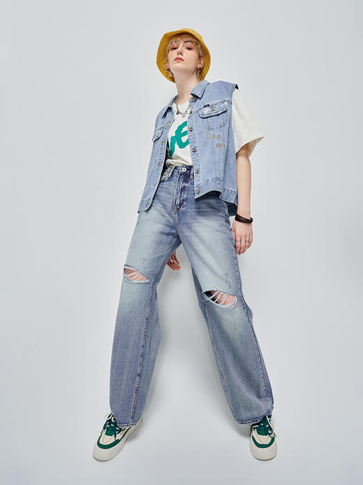 LEE 101+23春夏新品舒适浅蓝女牛仔背心LWT0052055PN 商品图2