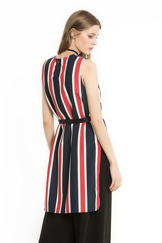 EMC亿美丞 拼色条纹长版缎面背心 1685 商品图3