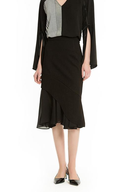 SINGLY 黑色雪纺拼接鱼尾裙 1189 商品图0