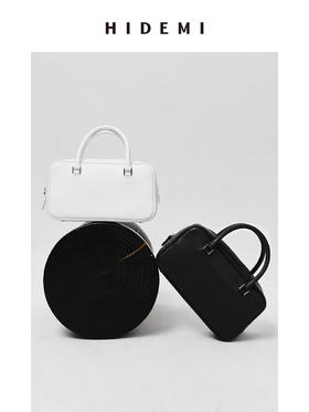 HIDEMI 牛皮波士顿包 白色/烟草灰绿