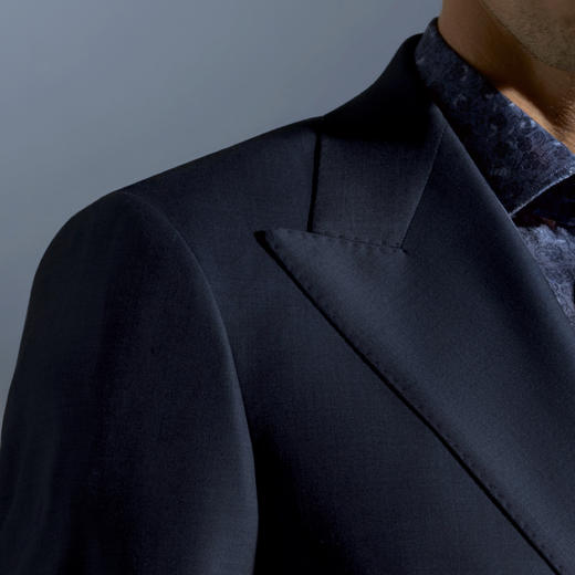 Stylbiella Super130's 澳洲美丽诺羊毛自然弹蓝色全麻衬套装 商品图1