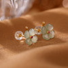 S925纯银镀金天然和田玉青玉幸运四叶草气质耳钉经典款耳饰 商品缩略图2