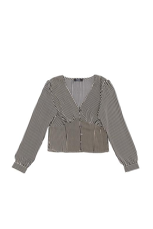 Bershka V领条纹收腰上衣 5415 商品图4