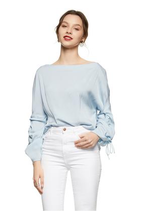 JEMO DRESSING 系带衣袖一字肩上衣 5166