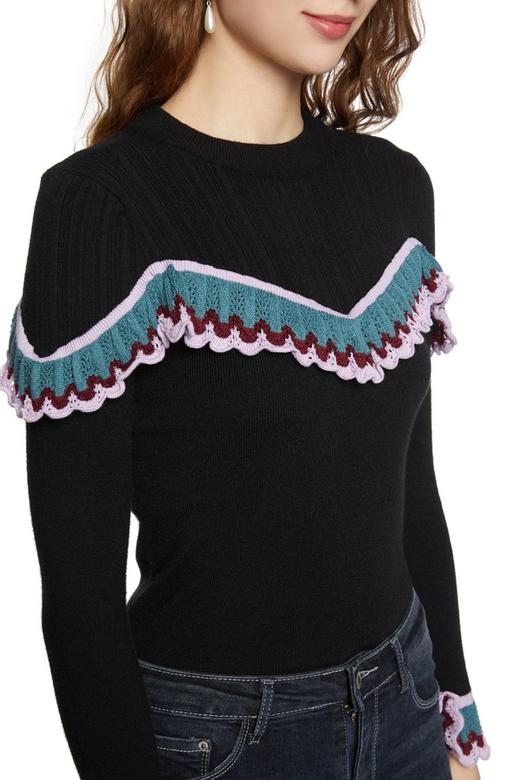 LED'IN 几何木耳边饰拼接毛衣 5417 商品图2