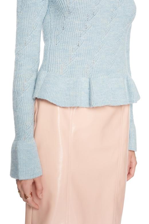 URBAN REVIVO 荷叶边浅蓝色毛衫 5814 商品图2