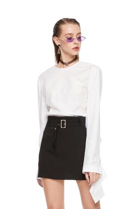 JNBY江南布衣 褶裥飘带饰白色上衣 5665