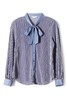 OSA欧莎 灰蓝天鹅绒系带衬衣 5129 商品缩略图4