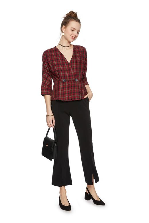 Bershka 围裹式V领格纹上衣 5407 商品图3