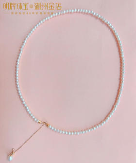天然小珍珠 复古法式k金锁骨链