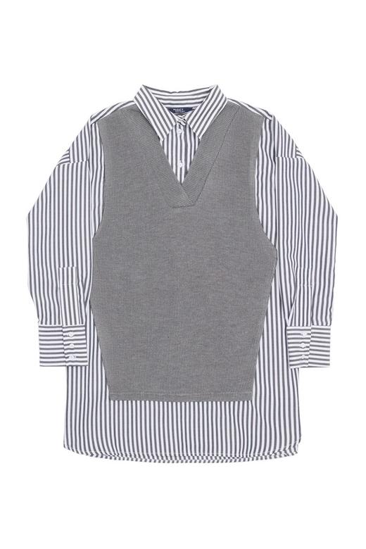 HAYES 假两件灰色条纹衬衣 5457 商品图4