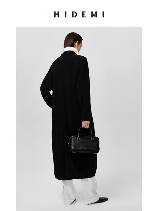 HIDEMI 美利奴羊毛系列慵懒系廓形针织长款外套 黑色/灰色/乳白色 商品图5