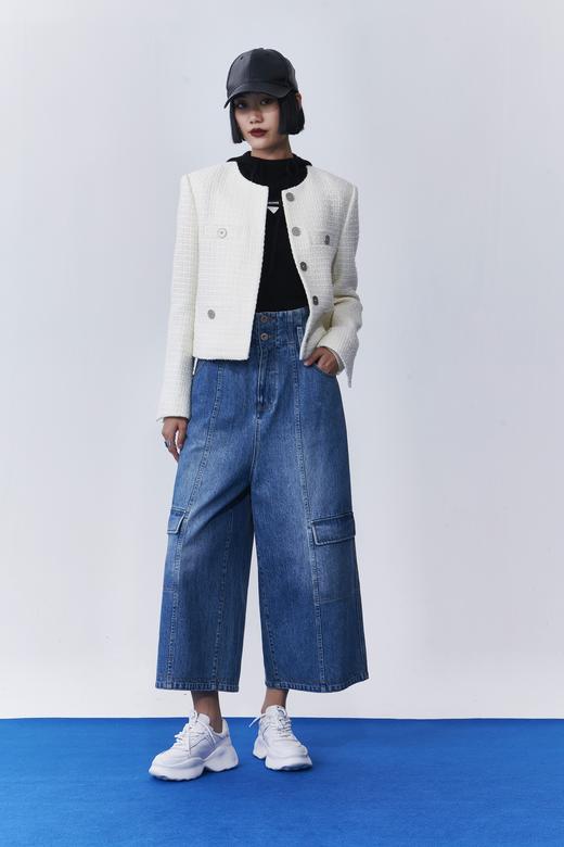 高腰阔腿牛仔裤 商品图0