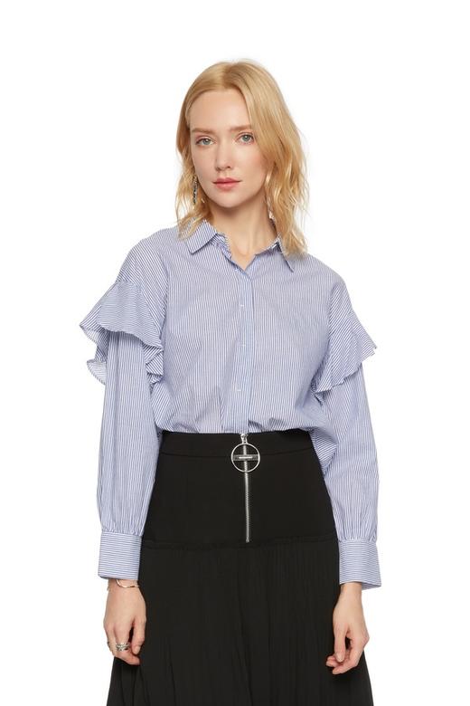 OSA欧莎 荷叶边装饰全棉衬衫 5133 商品图0