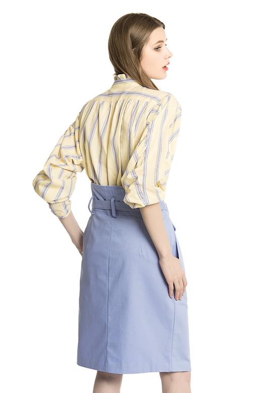 AVA 嫩黄色褶裥立领衬衫 1689 商品图3