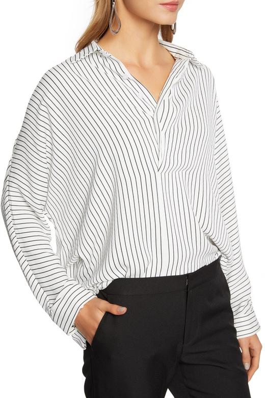 AVA 简约白色条纹衬衣 5695 商品图2