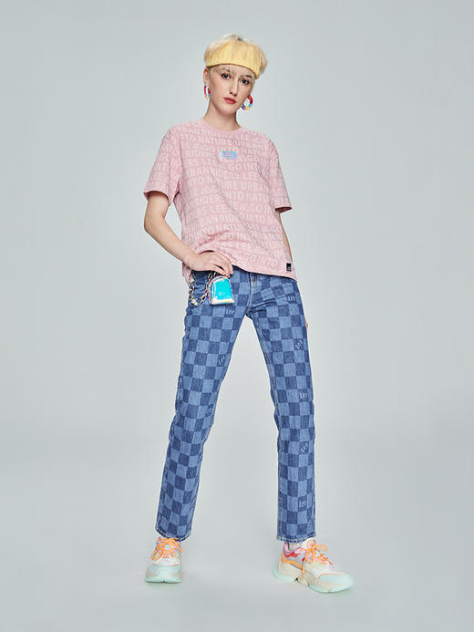 LEE 新品舒适满印脏粉色女短袖T恤LWT005218201 商品图3