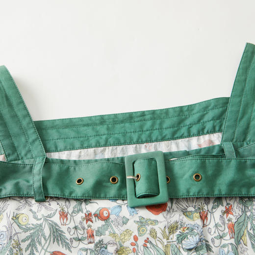 谜底露肩吊带裙2023夏季新款复古碎花纯棉短袖连衣裙女235ML6051 商品图1