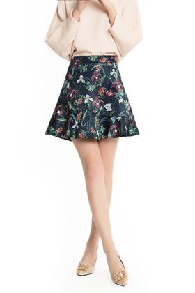 LILY 光泽感荷叶边印花裙 1232