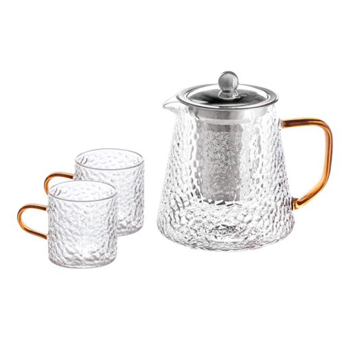 【6F】利快 凉水壶冷水壶耐热玻璃水瓶大容量耐高*用茶壶凉白开水壶 锤纹套装（1壶+2杯） 商品图3