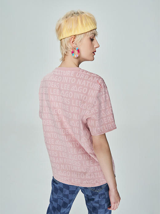 LEE 新品舒适满印脏粉色女短袖T恤LWT005218201 商品图1