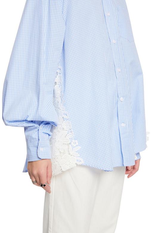 DONG DE XI 蕾丝花朵饰格纹衬衣 4174 商品图2