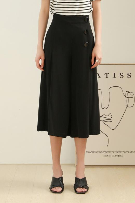 EMC亿美丞 黑色不修边围裹式裙裤 1686 商品图0