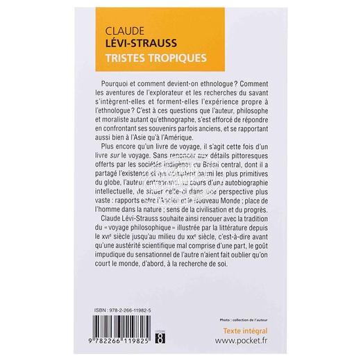 【中商原版】列维 斯特劳斯 忧郁的热带 结构主义大师 法文原版 Tristes tropiques Claude Levi Strauss 商品图1