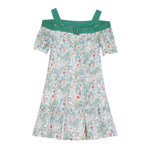 谜底露肩吊带裙2023夏季新款复古碎花纯棉短袖连衣裙女235ML6051 商品图4