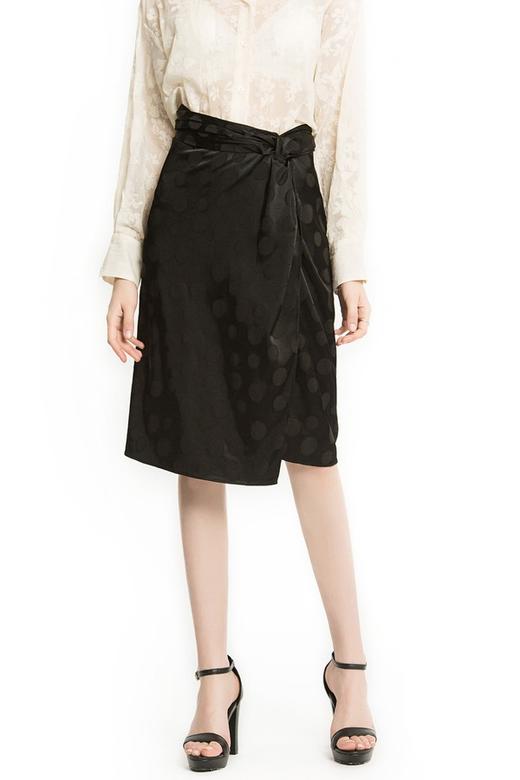 ZARA 黑色波点围裹式半裙 1741 商品图0