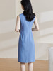 剩S 【 现货直发】米思阳2024夏季新款压褶收腰修身裙子气质温柔无袖背心连衣裙0546 商品缩略图3