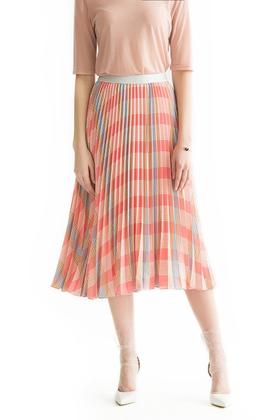 AVA 粉彩色中长百褶裙 1691