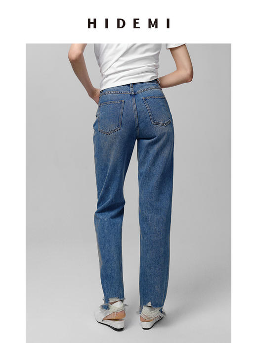 HIDEMI 可再生丹宁环保系列水洗做旧毛边牛仔裤 商品图10