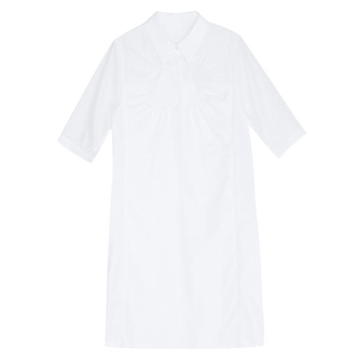 谜底短袖纯棉连衣裙2023夏款通勤H型显瘦珠片绣花中长裙235ML6050 商品图4