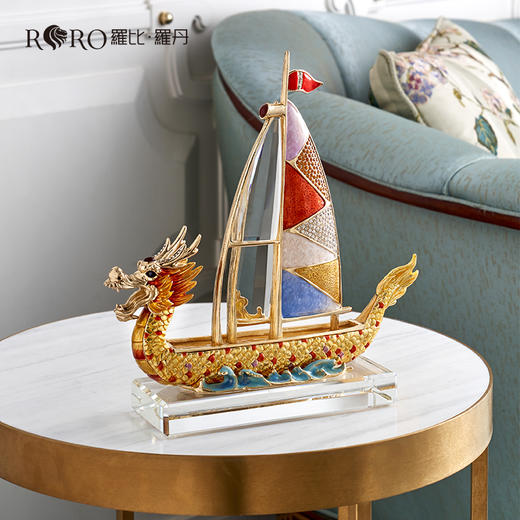 罗比罗丹《龙腾盛世》摆件创意帆船一帆风顺龙船饰品开业礼品 商品图2