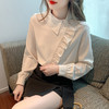TZW-实拍长袖衬衫女2023年新款法式洋气设计感小众小衫荷叶边气质上衣 商品缩略图0
