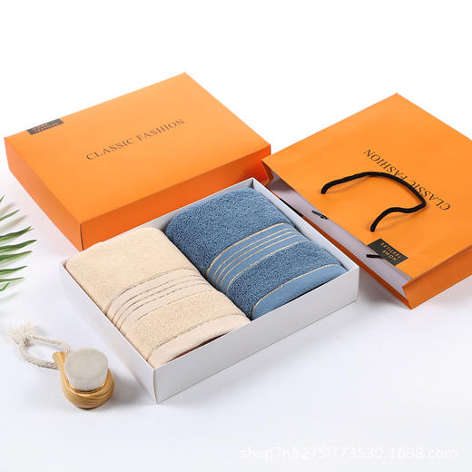 「两条礼盒装！三色可选」纯棉家用礼品毛巾套盒毛巾礼盒 双条装伴手礼居家布艺 商品图0