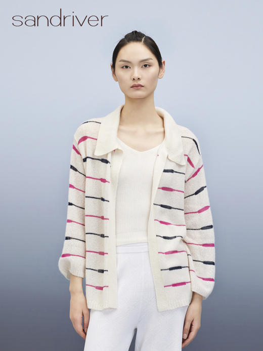 polo领彩条女开衫 SJS95W059K 商品图0