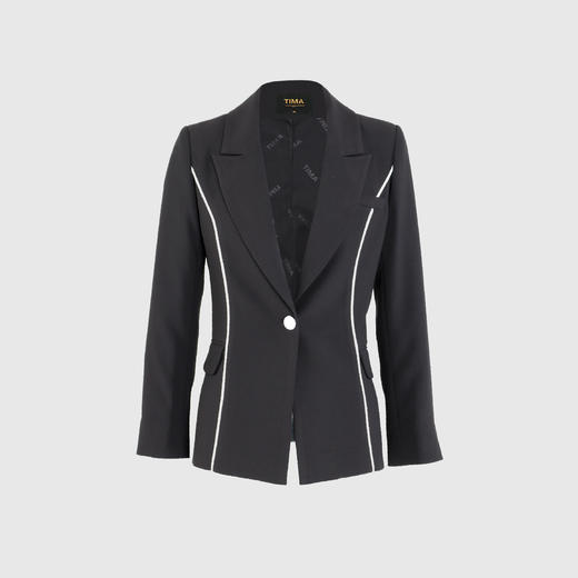 前开刀牙条撞色气质中长外套 商品图0