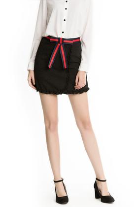 AVA 蝴蝶结木耳边饰信封半裙 1696