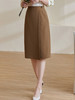 剩L/XL/XXL 米思阳2024春季新款复古优雅深卡其色直筒裙气质高腰半身裙女0708 商品缩略图2