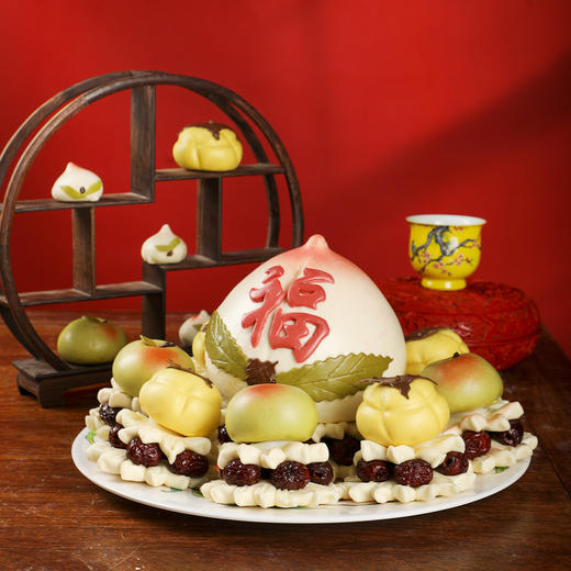 御茶膳房送父母生日祝寿寿桃馒头糕点蛋糕贺寿馍馍花饽饽（新品） 商品图0