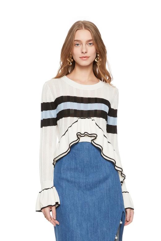 AVA 拼色条纹饰不规则上衣 5936 商品图3