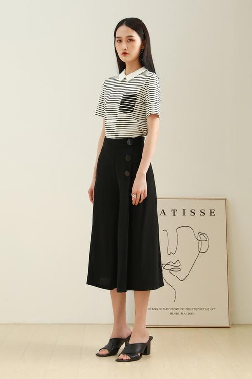 EMC亿美丞 黑色不修边围裹式裙裤 1686 商品图1