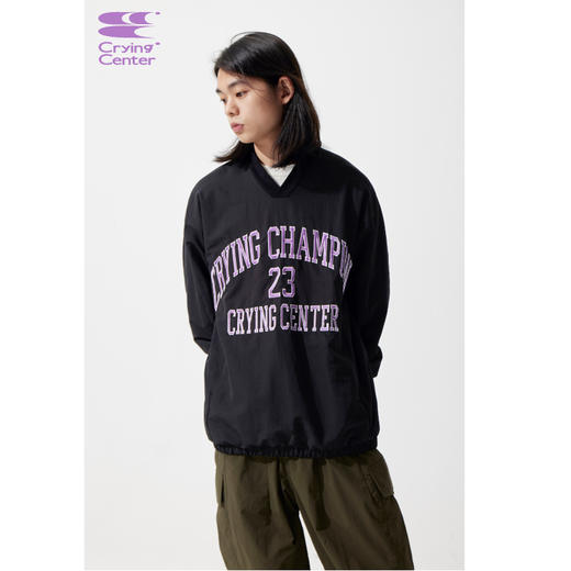 CryingCenter 简约百搭紫色字母黑色足球服宽松休闲男女 哭喊中心 商品图3