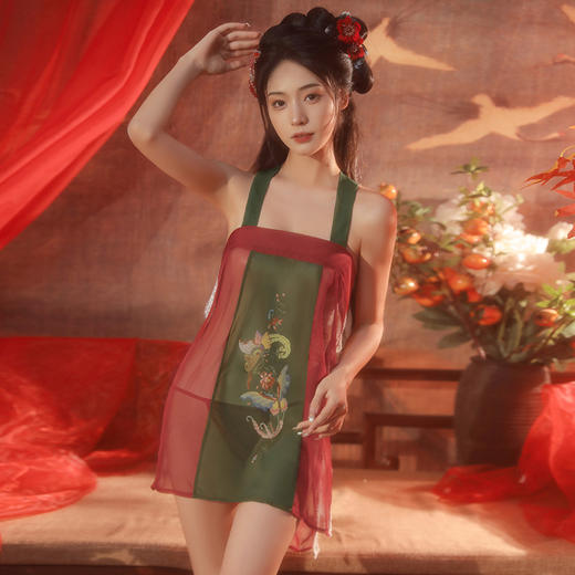 【叁艳妖饶】情趣内衣 荷叶 纱帘 旗袍 睡衣 套装 性趣 调情 制服 型号：6889t2302 商品图2