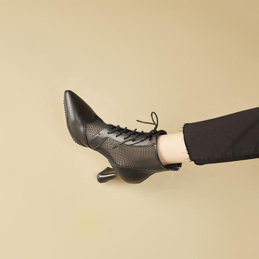 春季新款，时尚系带款网纱拼接运动底尖头高跟短靴CZ-CZ375 商品图8