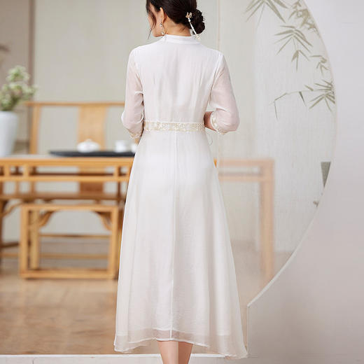 KDS-8845春夏新款女装优雅天丝绣花修身茶艺服连衣裙改良汉服 商品图3